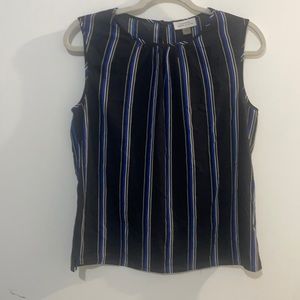 NWOT black/blue stripe blouse